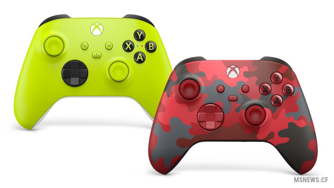 Microsoft представила два контроллера Xbox в расцветках Electric Volt и Daystrike Camo