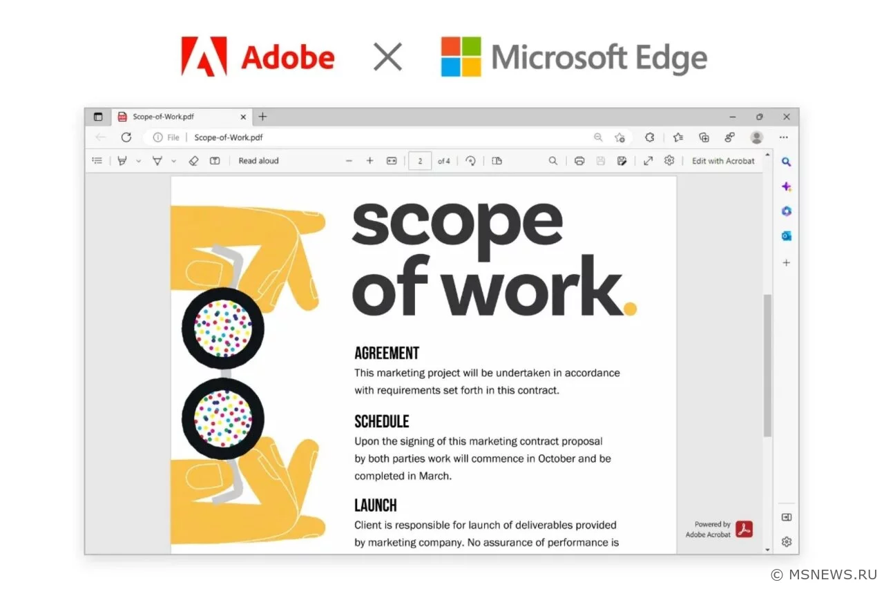 Microsoft Edge будет использовать движок Adobe Acrobat для отображения PDF-файлов