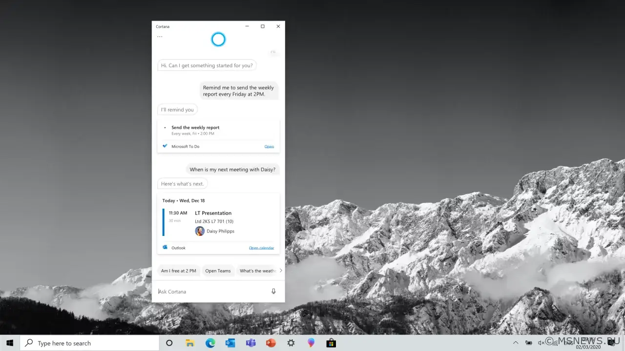 В конце года Microsoft прекратит поддержку Cortana для Windows